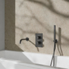 Fortifura Calvi Badkraan set - uitloop - 22cm inkortbaar - gladde slang - staafhanddouche - inbouwdeel - wandhouder - PVD - geborsteld gunmetal (antraciet) SW1130183