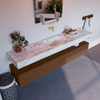 Mondiaz ALAN-DLUX Ensemble de meuble - 200cm - meuble Rust mat - 2 tiroirs - Lavabo Cloud Glace suspendu - vasque Centre - 0 trous de robinet SW805792