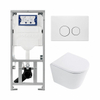 QeramiQ Dely Toiletset - 36.3x51.7cm - diepspoel - rimless - Geberit UP320 inbouwreservoir - met Burda frame - softclose toilet zitting - 35mm - mat witte bedieningsplaat - ronde knoppen - glans wit SW1222081