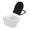 Wiesbaden Vesta Junior WC suspendu – compact – sans bride – 35,5 x 47 cm – avec abattant softclose noir – blanc brillant SW705617