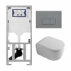 QeramiQ Dely Swirl Toiletset - 36.3x51.7cm - Geberit UP320 inbouwreservoir - met Burda frame - 35mm zitting - bedieningsplaat licht grijs - rechthoekige knoppen - mat wit SW1164399