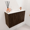 Mondiaz JOYA 60cm toiletmeubel - kleur Walnut - Wastafel FAYE positie Rechts 1 kraangat kleur Talc. SW1421298