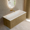 Ensemble de meuble de salle de bain Mondiaz KURVE-DLUX - 110x46x40cm - 1 tiroir - lavabo en solid surface - milieu - sans trou de robinet - Dusk SW1414926