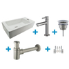 FugaFlow Eccelente Sobrado Ensemble lave-mains de salle de bains - droit - 1 trou de robinet - robinet de lave-mains inox brossé - blanc SW1124051