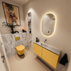 MONDIAZ TURE-DLUX meuble WC 100 cm Ocher. EDEN vasque Glace position centrale. Sans trou de robinet. SW1103389