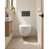 Pack WC QeramiQ Dely Swirl Compact - réservoir encastrable Geberit UP320 - avec bâti-support Burda - abattant 25 mm - plaque de commande en plastique anthracite mat - boutons ronds - blanc mat SW1595673