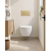 Pack WC QeramiQ Dely Swirl Compact - réservoir encastrable Geberit UP320 - avec bâti-support Burda - abattant 25 mm - plaque de commande en plastique beige - boutons ronds - blanc mat SW1595669