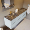 Mondiaz VICA-DLUX ensemble de meuble de salle de bain - 150cm - meuble sous-vasque argile - 2 tiroirs - lavabo encastré nuage gauche - 1 trou de robinet - version haute 60cm - lave SW1086816