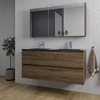 Adema Chaci Ensemble de meuble - 120x46x57cm - 2 vasques en céramique noire - 2 trous de robinet - 2 tiroirs - armoire de toilette - noix SW856570
