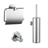 Fortifura Calvi Ensemble WC - porte-balai WC - fermé - patère - porte-rouleau WC - avec clapet - inox brossé SW1381783