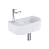 QeramiQ Fuente fonteinset – 40x21.5x12 cm – keramiek wit mat – kraangat links – chromen kraan – geribbeld SW1232876