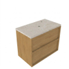 Saniclass Holz Frame Ensemble meuble de salle de bains - 80x45x63cm - Plan en pierre naturelle travertin - 1 trou de robinetterie - 2 tiroirs - chêne naturel mat (bois) SW1580028
