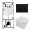 QeramiQ Dely Pack WC - 36,3x51,7cm - à fond creux - sans bride - réservoir encastré Geberit UP320 - abattant WC softclose 35 mm - plaque de commande en plastique noir mat - boutons rectangulaires - blanc mat SW1235389