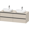 Duravit Ketho.2 Wastafelonderbouwkast - inclusief consoleplaat - met 4 laden - voor dubbele waskommen - 160x55x56.8cm - met handgrepen antraciet - taupe supermat SW772064