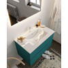 MONDIAZ VICA Ensemble de meuble salle de bain - 80cm - 2 tiroirs - lavabo Denia milieu - 1 trou de robinet - solid surface smag SW411283