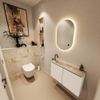 MONDIAZ TURE-DLUX Meuble toilette - 80cm - Talc - EDEN - vasque Frappe - position gauche - 1 trou de robinet SW1102594