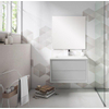 Saniclass Prime Core Meuble de salle de bain - 80x50x45cm - 1 vasque rectangulaire en céramique blanc - 1 trou de robinet - 2 tiroirs - miroir rectangulaire - mat greige (gris) SW925865