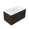 Saniclass Holz Frame Ensemble de meubles de salle de bains - 80x45x53.9cm - lavabo Chaci en céramique blanc - 1 vasque - sans trou de robinetterie - 1 tiroir - chêne charcoal mat (bois) SW1478792