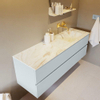 Mondiaz VICA-DLUX ensemble de meuble de salle de bain - 150cm - meuble sous-vasque argile - 2 tiroirs - lavabo encastré nuage droite - sans trous de robinet - version haute de 60cm - frape SW1089253