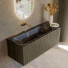 Mondiaz KURVE-DLUX Ensemble de meuble de salle de bains - 125x46x40cm - 1 tiroir - 1 porte - vasque solid surface - gauche - sans trou de robinet - Shadow SW1414661