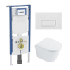 QeramiQ Dely Toiletset - 36.3x51.7cm - diepspoel - rimless - Geberit UP720 inbouwreservoir - softclose toilet zitting - 35mm - mat witte bedieningsplaat - rechthoekige knoppen - met Burda frame - glans wit SW1428162