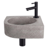 Fortifura Fuente pack lave-mains d'angle – 31,5 x 31,5 x 10 cm – béton gris – robinet noir mat SW1111538