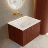 Ensemble de meuble de salle de bain Mondiaz KURVE-DLUX - 60x46x40cm - 1 tiroir - lavabo en solid surface - milieu - sans trou de robinet - Ruby SW1415614