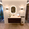 Mondiaz CIRO-DLUX Badkamermeubelset - 120x45x50cm - Solid surface wastafel Meli - 1 wasbak Links - zonder kraangaten - 2 lades - Walnut SW1530499