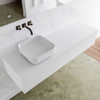 Mondiaz Lagom Meuble salle de bains 150x30.9x45cm Solid Surface Talc 2 tiroirs avec lavabo BINX vasque à poser Gauche sans trous de robinet SW409113