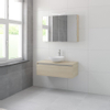 Bruynzeel Giro badmeubelset 49x100x46cm 1 wasbak 1 lade met spiegelkast met softclose composite natuur eiken SW384203 Bruynzeel Giro badmeubelset 49x100x46cm 1 wasbak 1 lade met spiegelkast met softclose composite natuur eiken SW384203