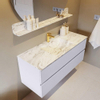 MONDIAZ VICA-DLUX Ensemble meuble de salle de bains - 120cm - meuble bas Cale - 2 tiroirs - vasque encastrée Cloud au milieu - 1 trou de robinet - version hauteur 60cm - Glace SW1088327