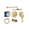 Grohe Grohtherm Ensemble de douche pluie - encastrable - pommeau rond - douchette ronde - bras mural courbé - cool sunrise SW1235162