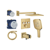 Grohe Grohtherm Ensemble de douche pluie - encastrable - pommeau carré - douchette carrée - cool sunrise brossé SW1235154