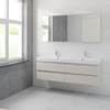 Bruynzeel Palitano badmeubelset 56.5x160x46cm 2 kraangaten 2 wasbakken 4 lades met spiegelkast met softclose kasjmier grijs SW384719 Bruynzeel Palitano badmeubelset 56.5x160x46cm 2 kraangaten 2 wasbakken 4 lades met spiegelkast met softclose kasjmier grijs SW384719