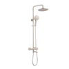 Fortifura Calvi Regendoucheset - thermostatisch - 25cm hoofddouche - metalen slang - ronde handdouche - draaibare baduitloop - Geborsteld RVS PVD SW1592525