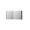 INK SPK1 Spiegelkast - 120x14x60cm - 2 deuren - dubbelzijdige Spiegel - schakelaar en stopcontact - MDF lak taupe mat SW493790