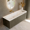 Mondiaz KURVE-DLUX Ensemble de meuble de salle de bains - 135x46x40cm - 1 tiroir - 1 porte - lavabo solid surface - gauche - sans trou de robinet - Shadow SW1414369