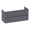 Saniclass New Future Meuble sous lavabo 119x45.5x55cm sans poignées suspendu avec 2 tiroirs frein de chute et 2 trous pour siphon MDF gris brillant SW24883 Saniclass New Future Meuble sous lavabo 119x45.5x55cm sans poignées suspendu avec 2 tiroirs frein de chute et 2 trous pour siphon MDF gris brillant SW24883