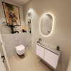 MONDIAZ TURE-DLUX Meuble toilette - 80cm - Rosee - EDEN - vasque Opalo - position gauche - 1 trou de robinet SW1104491