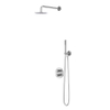 IVY Bond Ensemble de douche pluie - encastrable - inverseur 2 voies avec arrêt - bras mural 40 cm - pomme de douche medium 20 cm ronde - barre curseur avec sortie - flexible de douche 150 cm - douchette satin spray - Chrome SW1032593