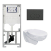 Adema Classico toiletset bestaande uit inbouwreservoir en toiletpot basic toiletzitting en bedieningsplaat mat antraciet - ronde knoppen - glans wit SW1164763