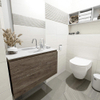 MONDIAZ OLAN Toiletmeubel 80x30x40cm met 1 kraangaten 1 lades dark brown mat Wastafel Lex midden Solid Surface Wit SW473481