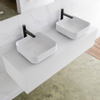 Mondiaz Lagom Meuble salle de bains 130x30.9x45cm Solid Surface Talc 1 tiroir avec lavabo BINX vasque à poser double Gauche et droite 2 trous de robinet SW409089