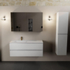Mondiaz AIVY Ensemble de meuble - 120x45x50cm - 1 trou de robinet - 1 vasque Talc Solid surface - Gauche - 2 tiroirs - avec armoire de toilette - MDF Talc SW892400