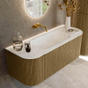 Mondiaz KURVE-DLUX Ensemble meuble de salle de bains - 120x46x40cm - 1 tiroir - 2 portes - lavabo solid surface - milieu - sans trou de robinet - Dusk SW1415052