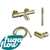 FugaFlow Eccelente Sobrado Robinet de baignoire thermostatique avec douchette stick, support et flexible en métal Laiton brossé PVD SW1124150