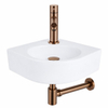 QeramiQ Fuente hoekfonteinset – 30x30x10 cm – kraangat rechts – koperen kraan – zonder frame SW1111515