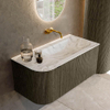 Mondiaz KURVE-DLUX Ensemble de meuble salle de bain - 95x46x40cm - 1 tiroir - 1 porte - lavabo en solid surface - droite - sans trou de robinet - Shadow SW1414556