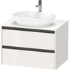 Duravit Ketho.2 Wastafelonderbouwkast - inclusief consoleplaat - met 2 laden - 80x55x56.8cm - met handgrepen antraciet - hoogglans wit SW772023