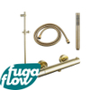 FugaFlow Eccelente Sobrado Ensemble de douche barre curseur avec douchette stick, flexible en métal et robinet de douche Laiton brossé PVD SW1124010